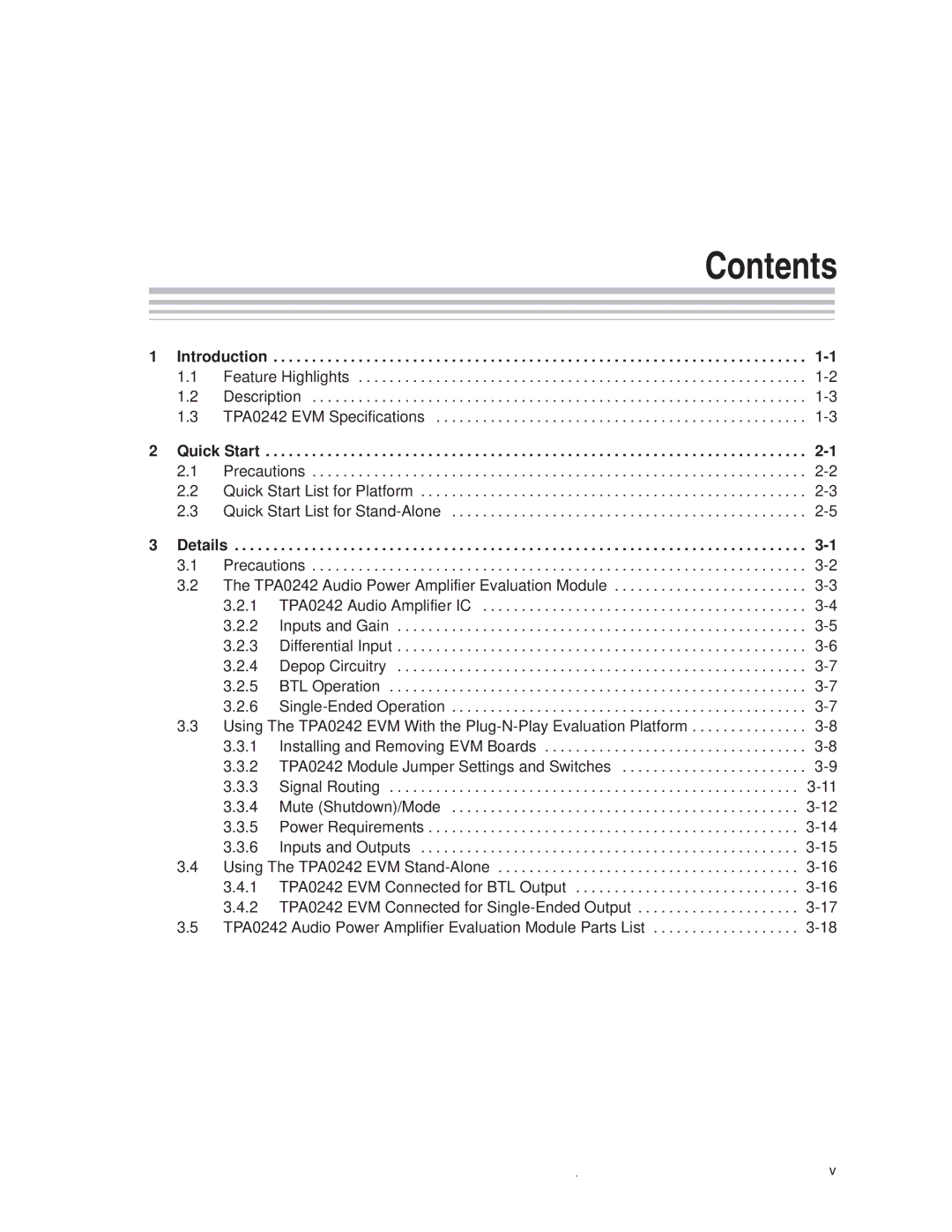 Texas Instruments TPA0242 manual Contents 