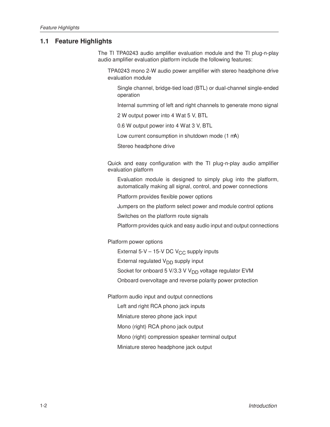 Texas Instruments TPA0243 manual Feature Highlights 