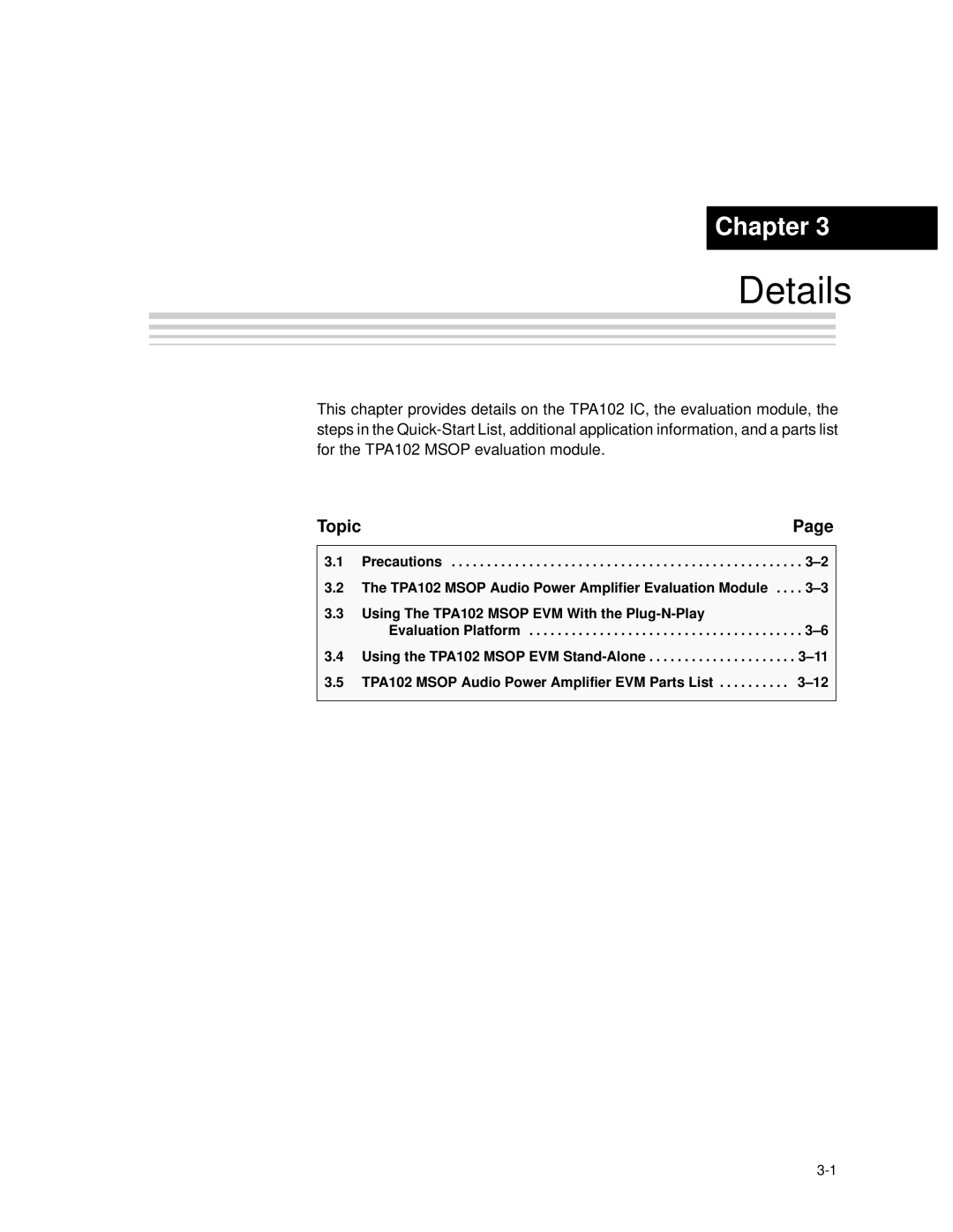 Texas Instruments TPA102 MSOP manual Details 