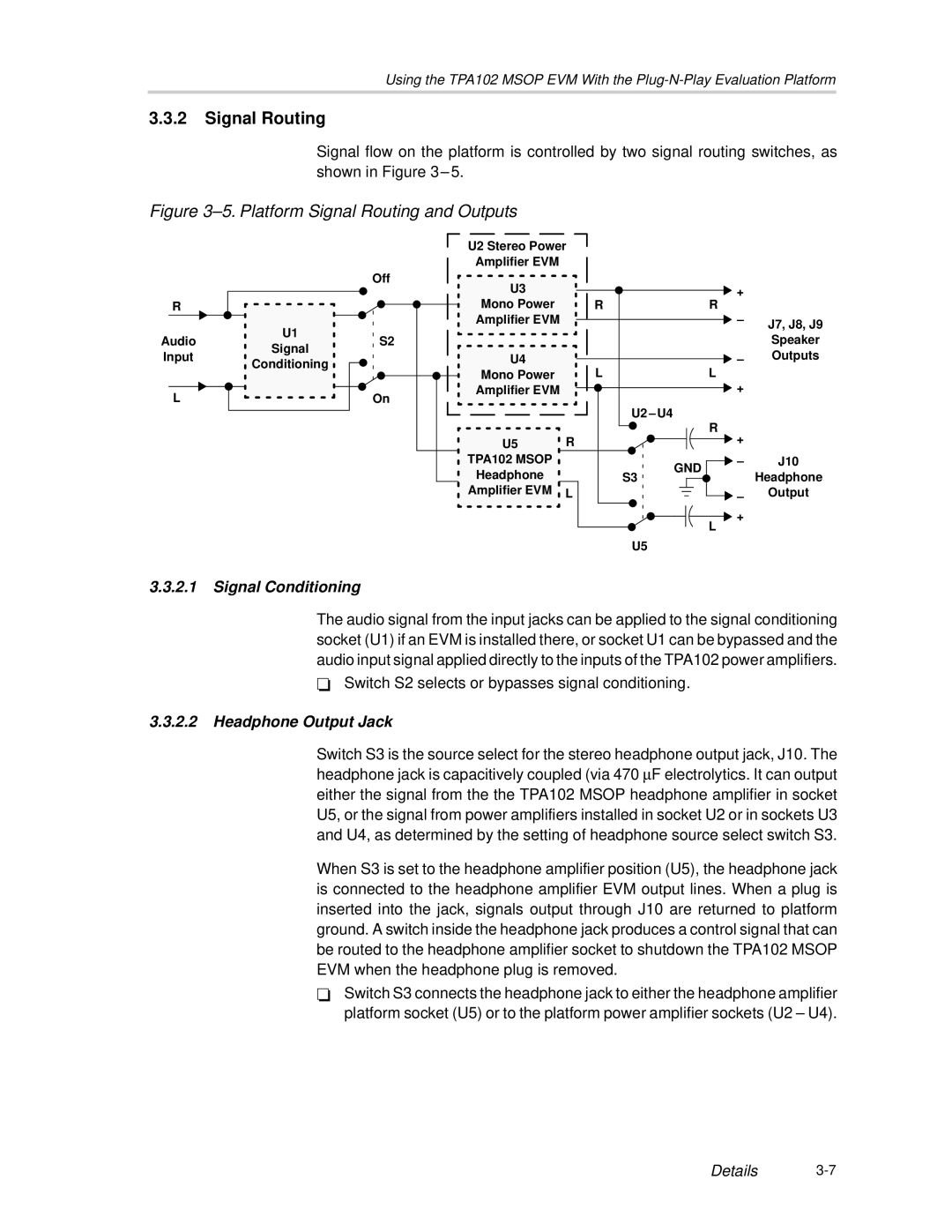 Texas Instruments TPA102 MSOP manual Signal Routing, Signal Conditioning 