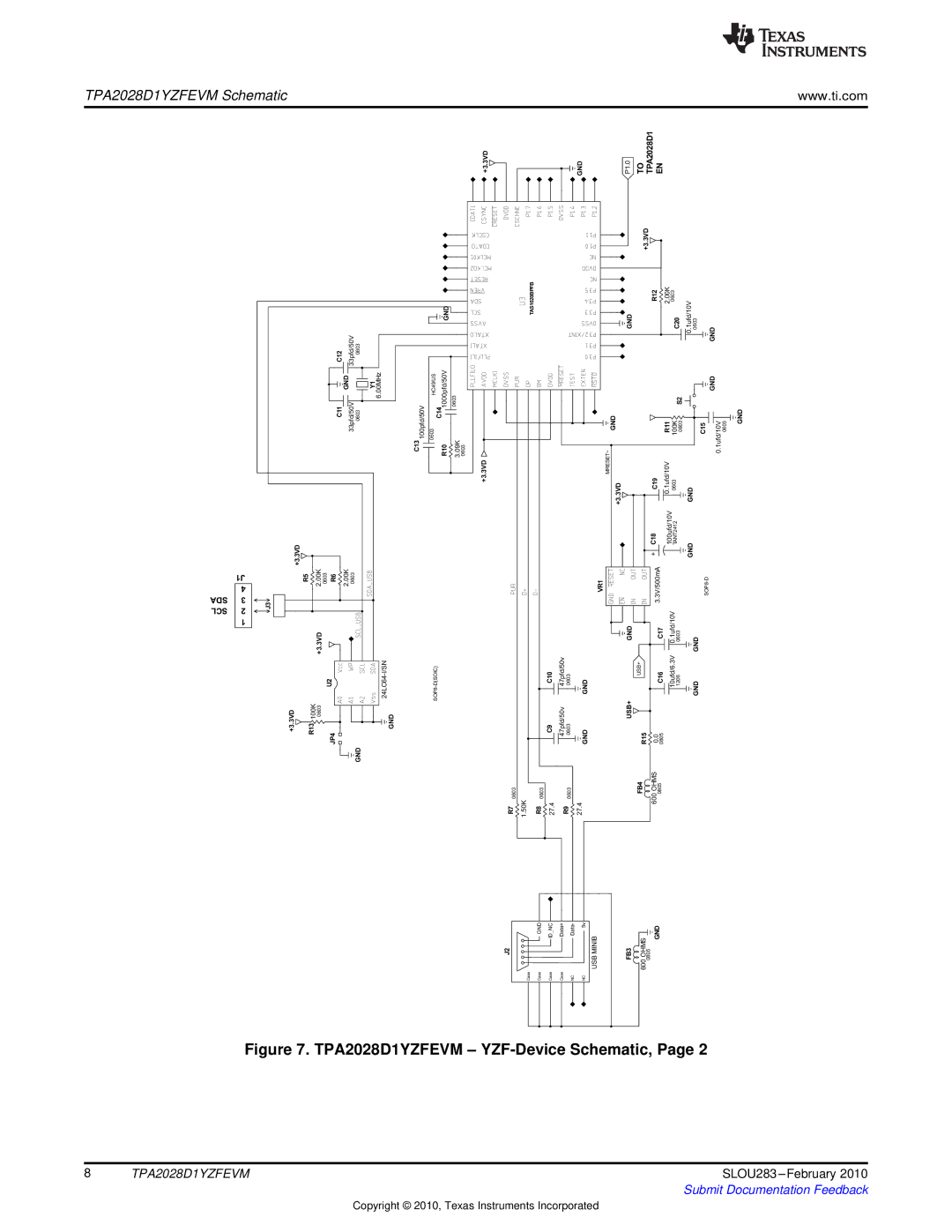 Texas Instruments manual TPA2028D1YZFEVM Schematic 