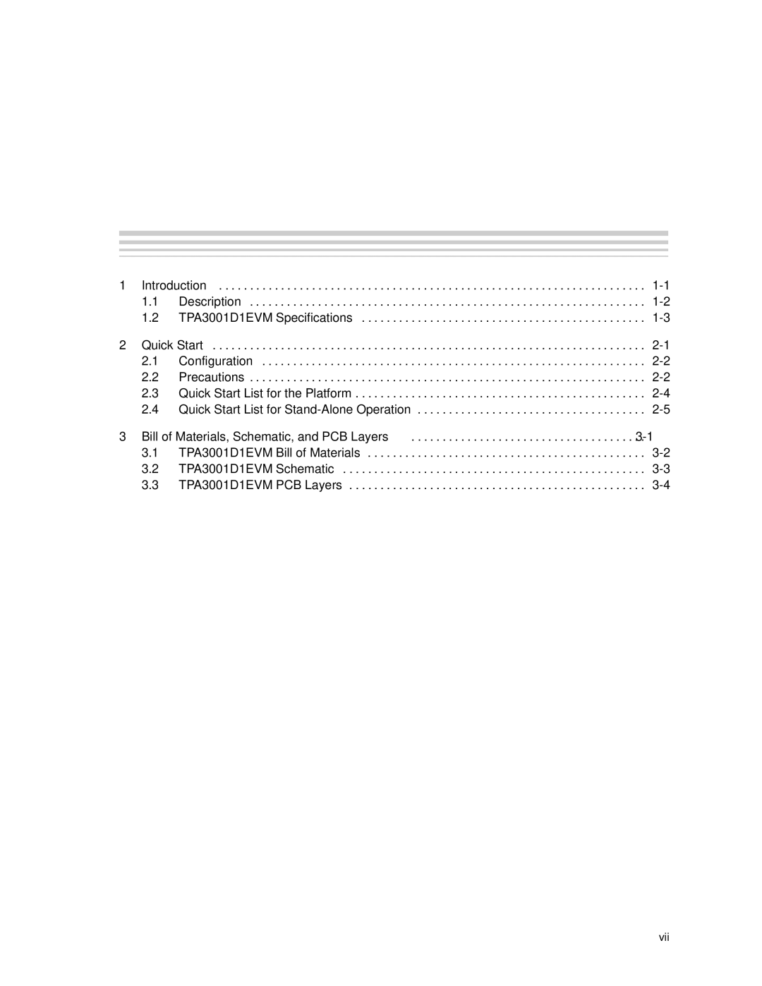 Texas Instruments TPA3001D1EVM manual Contents 