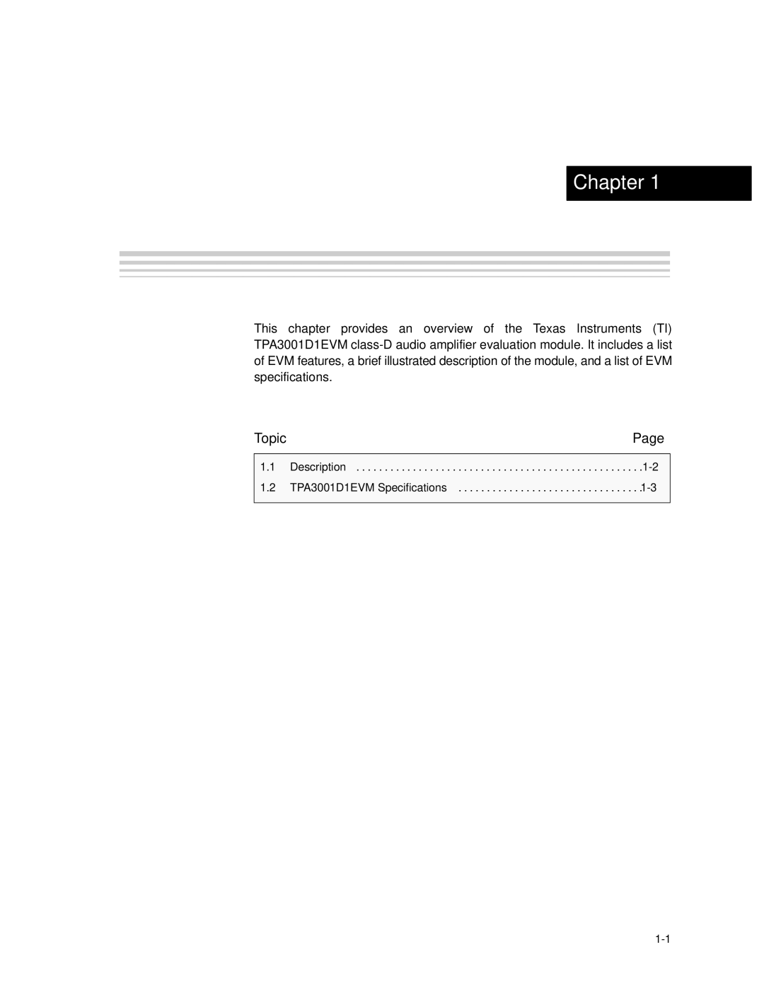 Texas Instruments TPA3001D1EVM manual Introduction 