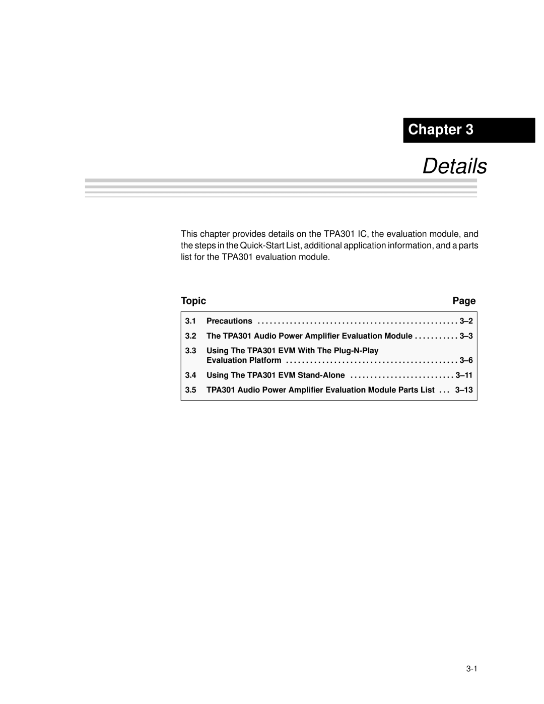 Texas Instruments TPA301 manual Details 