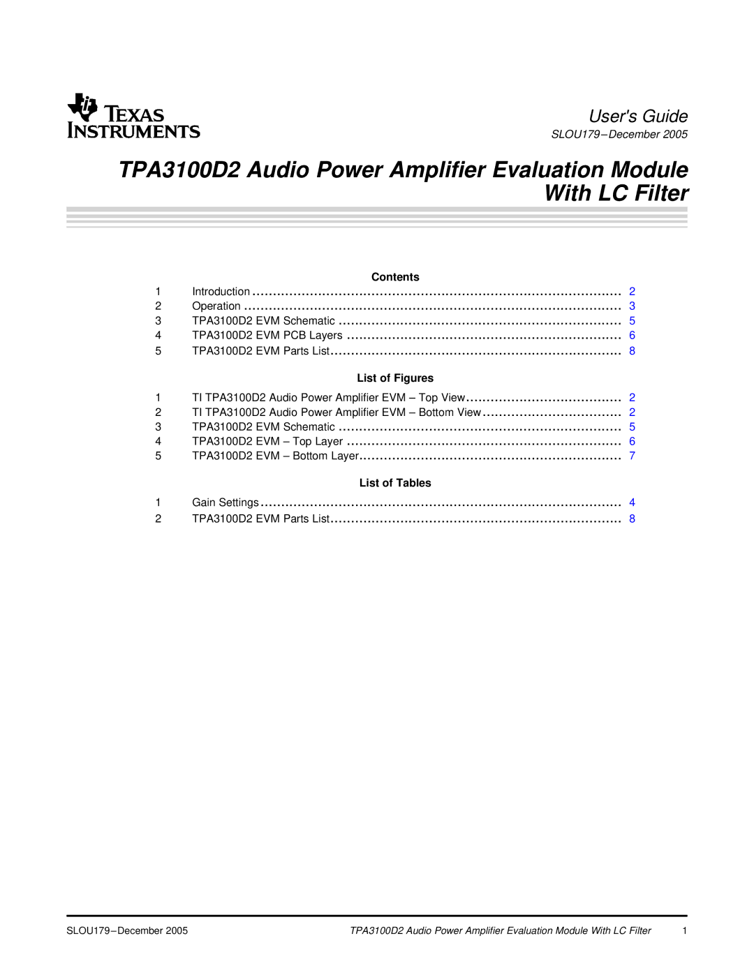 Texas Instruments TPA3100D2 manual Users Guide 