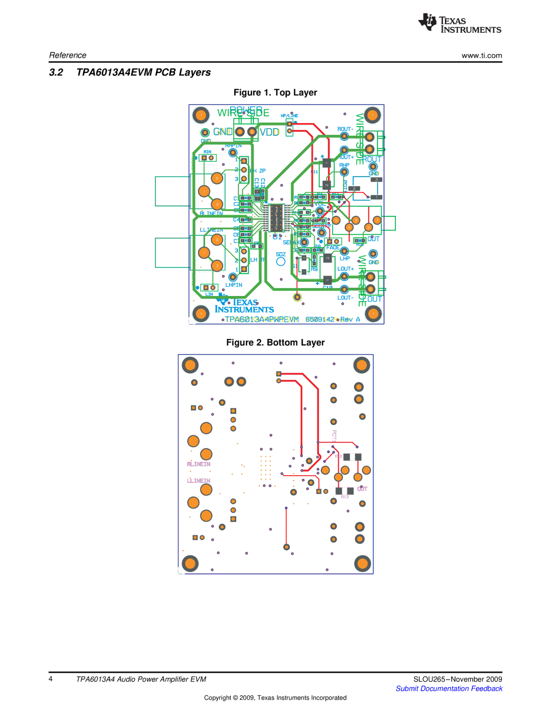 Texas Instruments specifications TPA6013A4EVM PCB Layers, Top Layer 