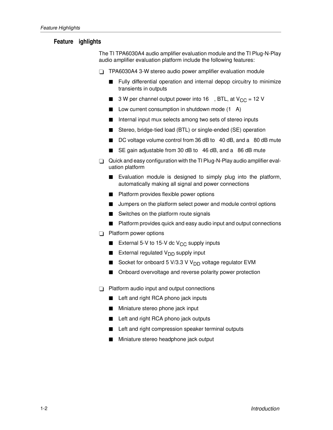 Texas Instruments TPA6030A4 manual Feature Highlights 