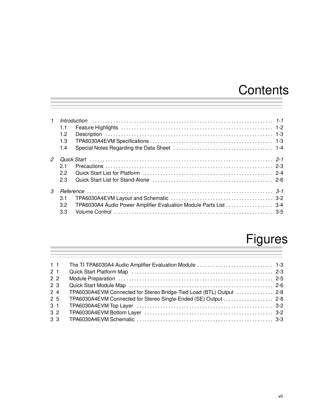 Texas Instruments TPA6030A4 manual Contents, Figures 