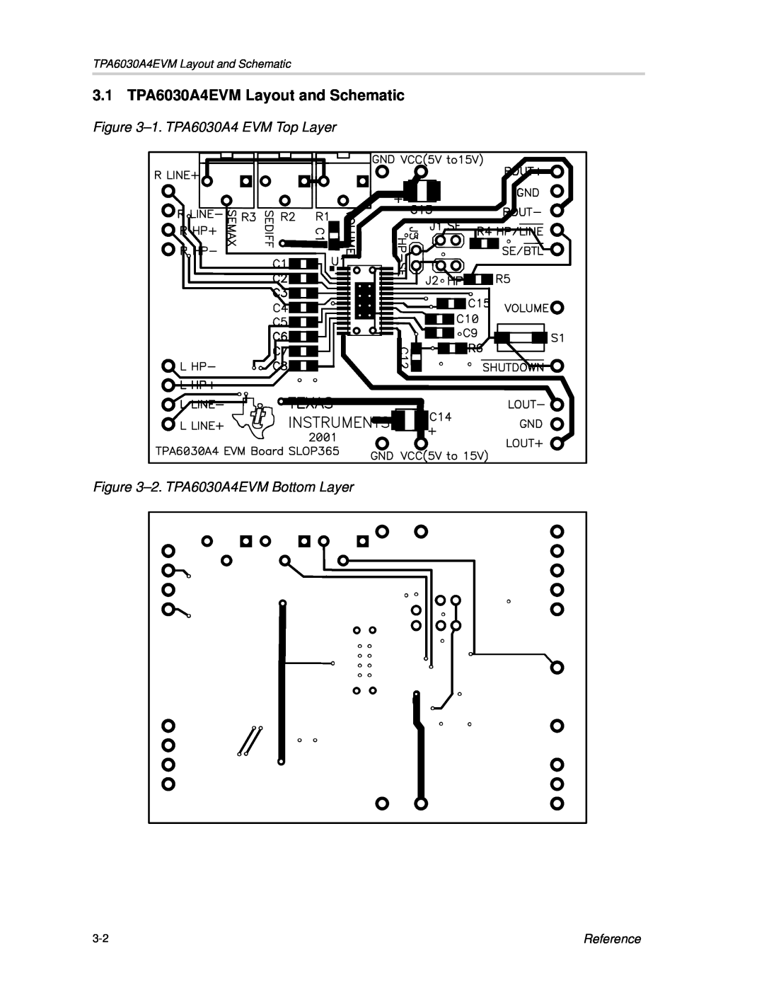 Texas Instruments manual 3.1 TPA6030A4EVM Layout and Schematic, 1.TPA6030A4 EVM Top Layer, 2.TPA6030A4EVM Bottom Layer 