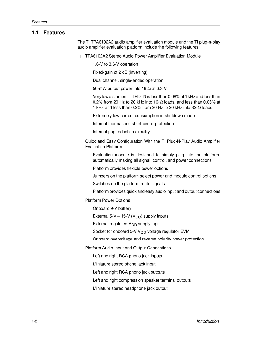 Texas Instruments TPA6102A2 manual Features 