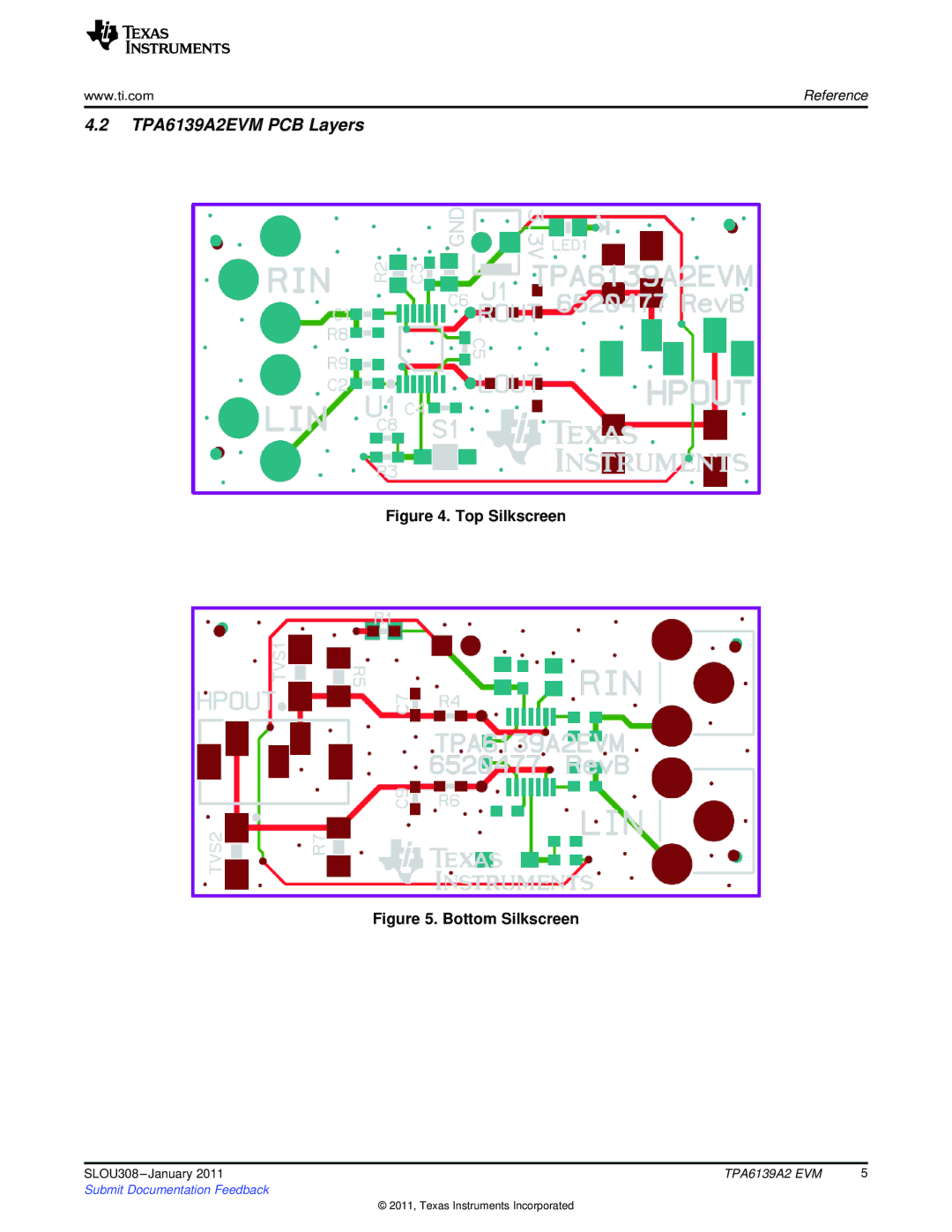 Texas Instruments TPA6139A2 EVM specifications TPA6139A2EVM PCB Layers, Top Silkscreen 