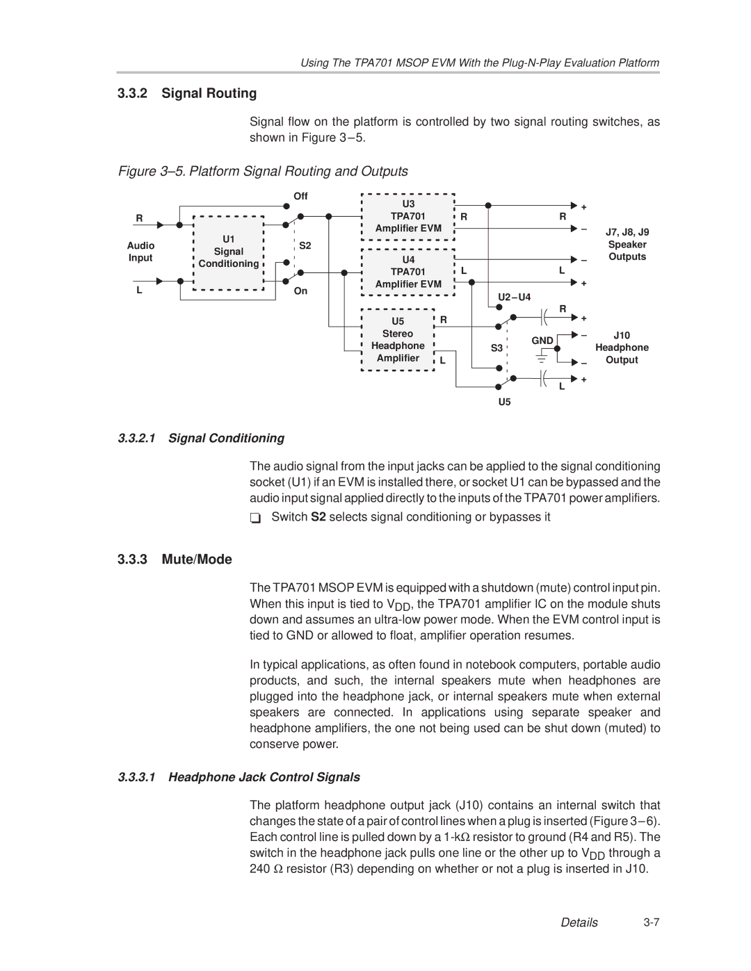 Texas Instruments TPA701 manual Signal Routing, Mute/Mode 