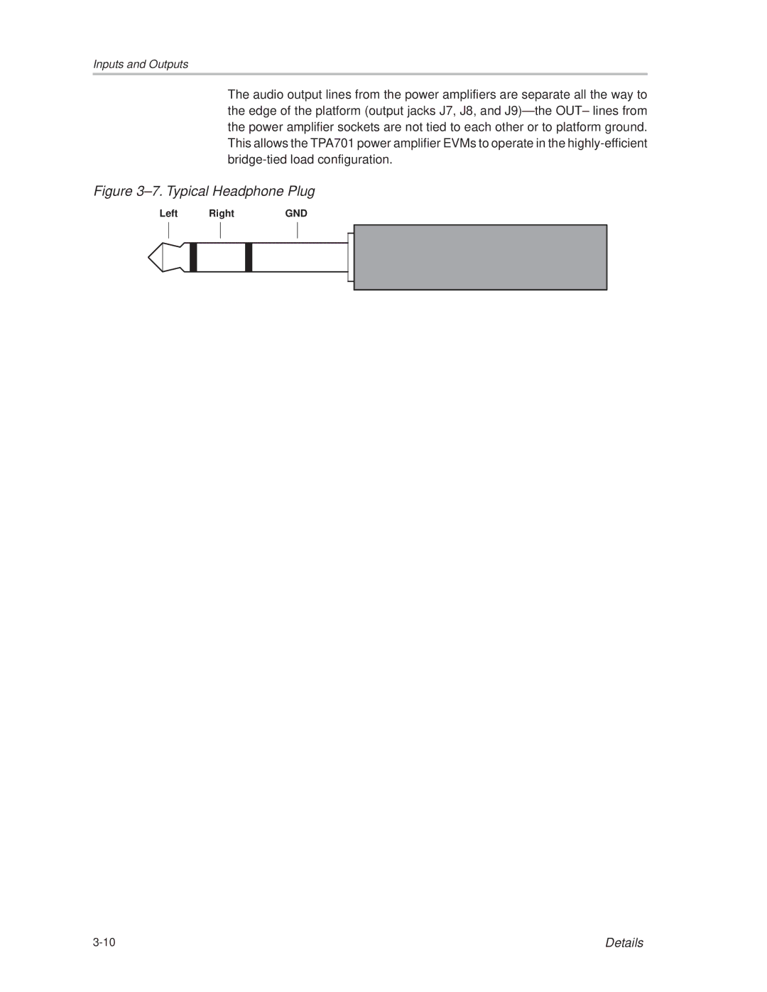 Texas Instruments TPA701 manual ±7. Typical Headphone Plug 