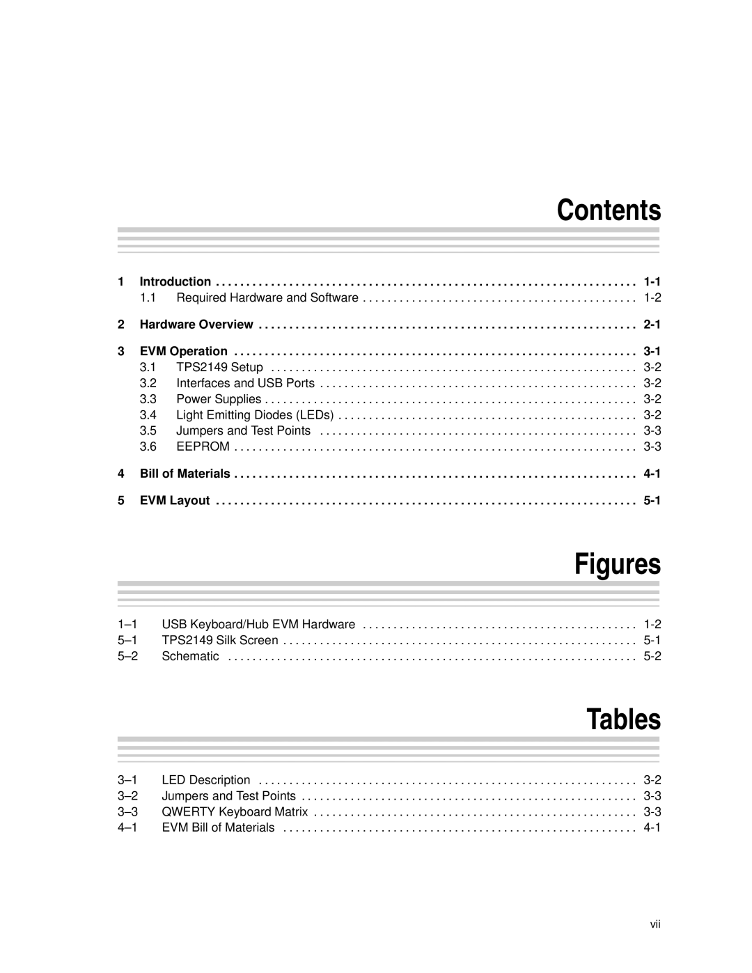 Texas Instruments TPS2149 manual Contents, Tables 