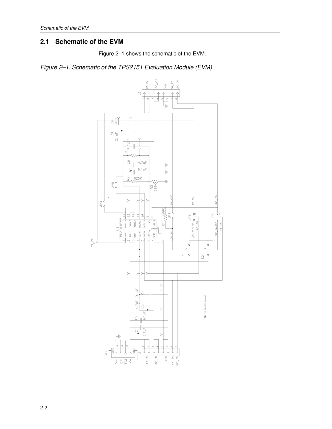 Texas Instruments TPS2151 manual Schematic of the EVM 