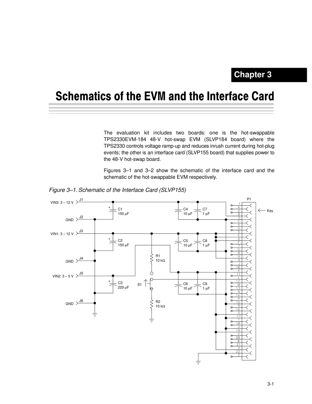 Texas Instruments TPS2330 manual Schematic of the Interface Card SLVP155 