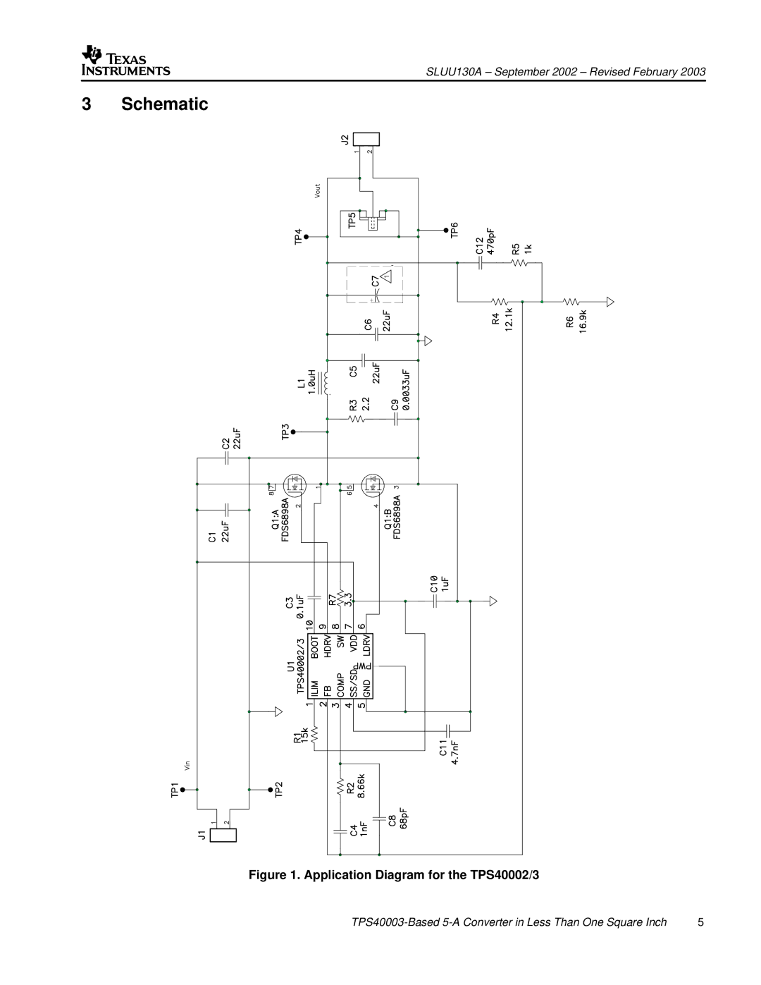 Texas Instruments TPS40003 manual Schematic, Application Diagram for the TPS40002/3 