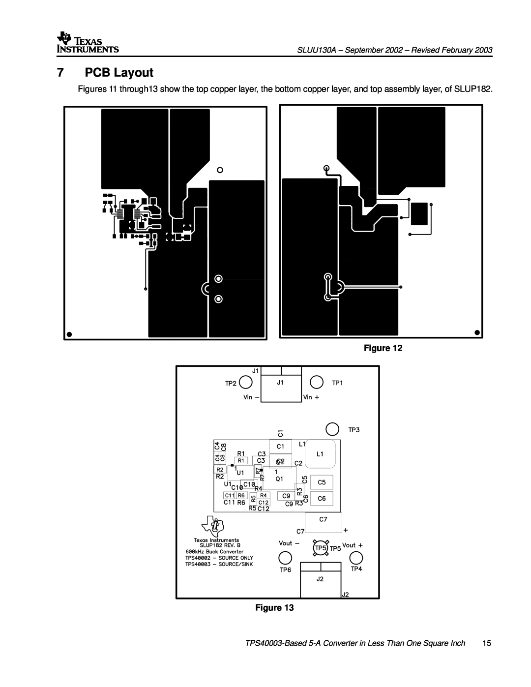 Texas Instruments TPS40003 manual PCB Layout, SLUU130A - September 2002 - Revised February 
