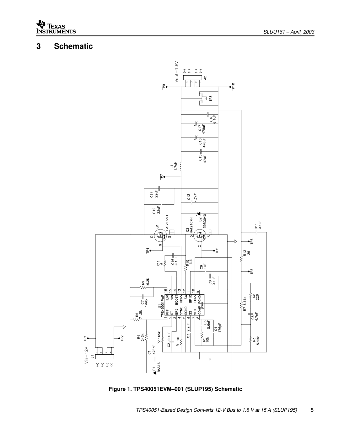 Texas Instruments manual TPS40051EVM-001 SLUP195 Schematic 