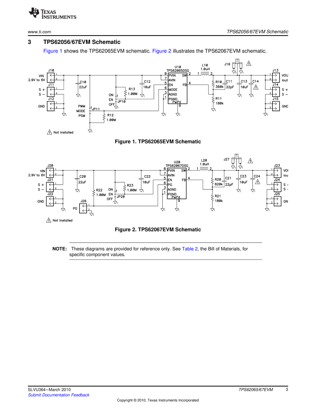 Texas Instruments specifications TPS62056/67EVM Schematic, TPS62065EVM Schematic 