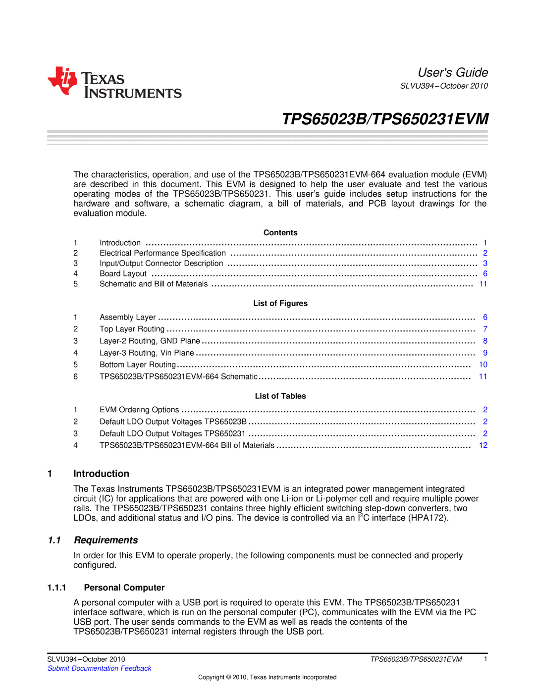 Texas Instruments TPS650231EVM, TPS65023B manual Introduction, Requirements, Personal Computer 