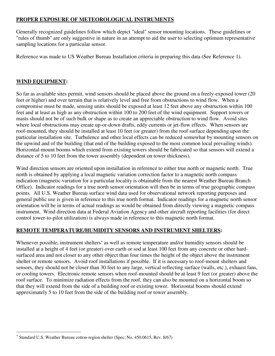 Texas Instruments TR-525USW, TR-525I user manual Proper Exposure of Meteorological Instruments, Wind Equipment 