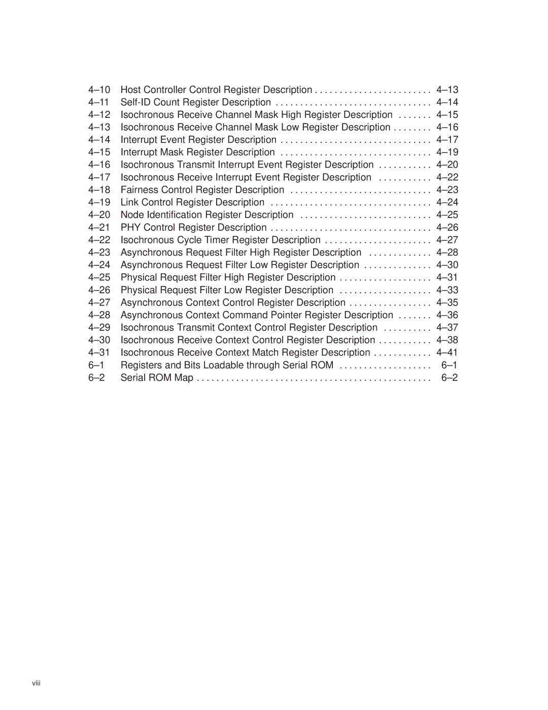 Texas Instruments TSB12LV26 manual Viii 