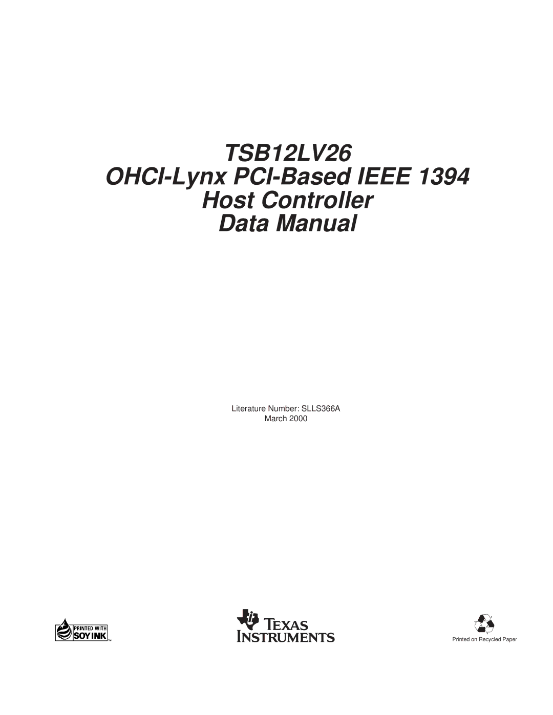 Texas Instruments TSB12LV26 manual 