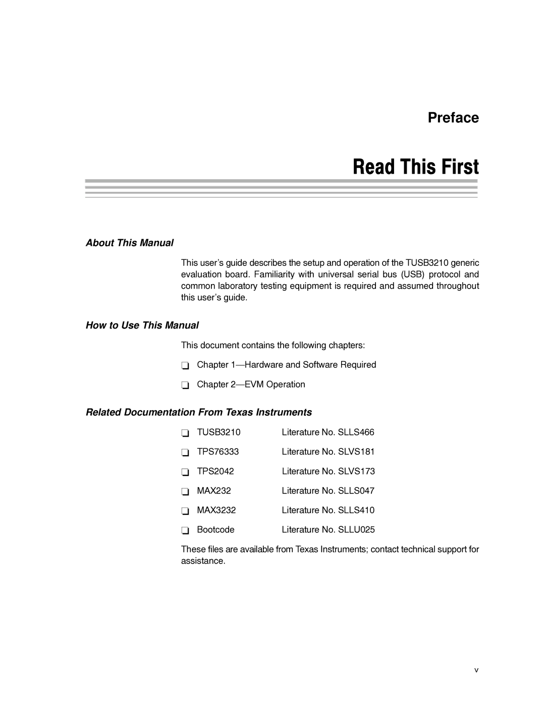 Texas Instruments TUSB3210 manual Read This First, About This Manual 