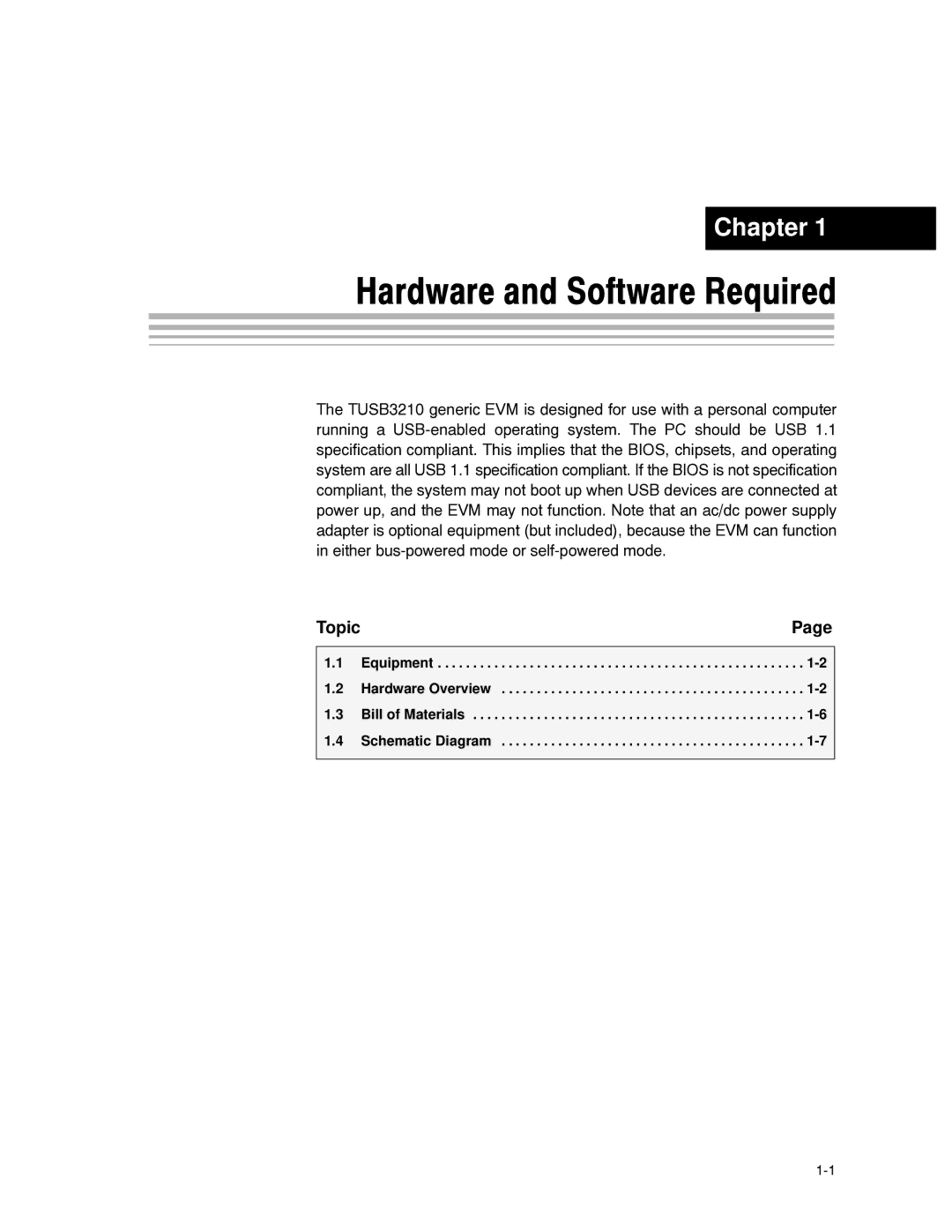 Texas Instruments TUSB3210 manual Hardware and Software Required, Topic 