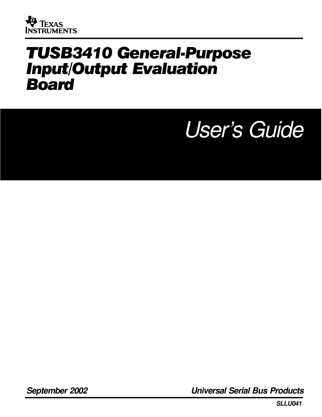 Texas Instruments TUSB3410 manual User’s Guide 