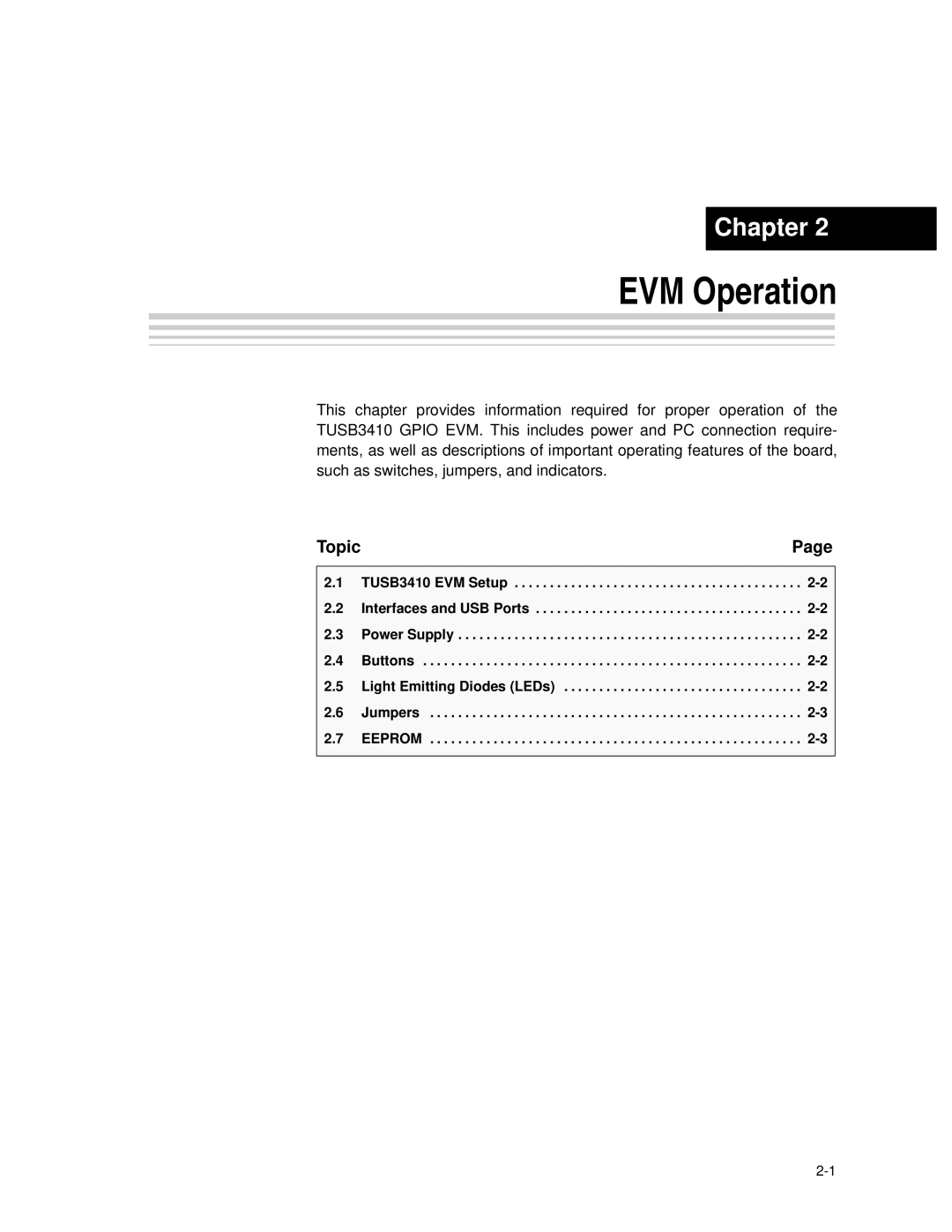 Texas Instruments TUSB3410 manual EVM Operation, Eeprom 