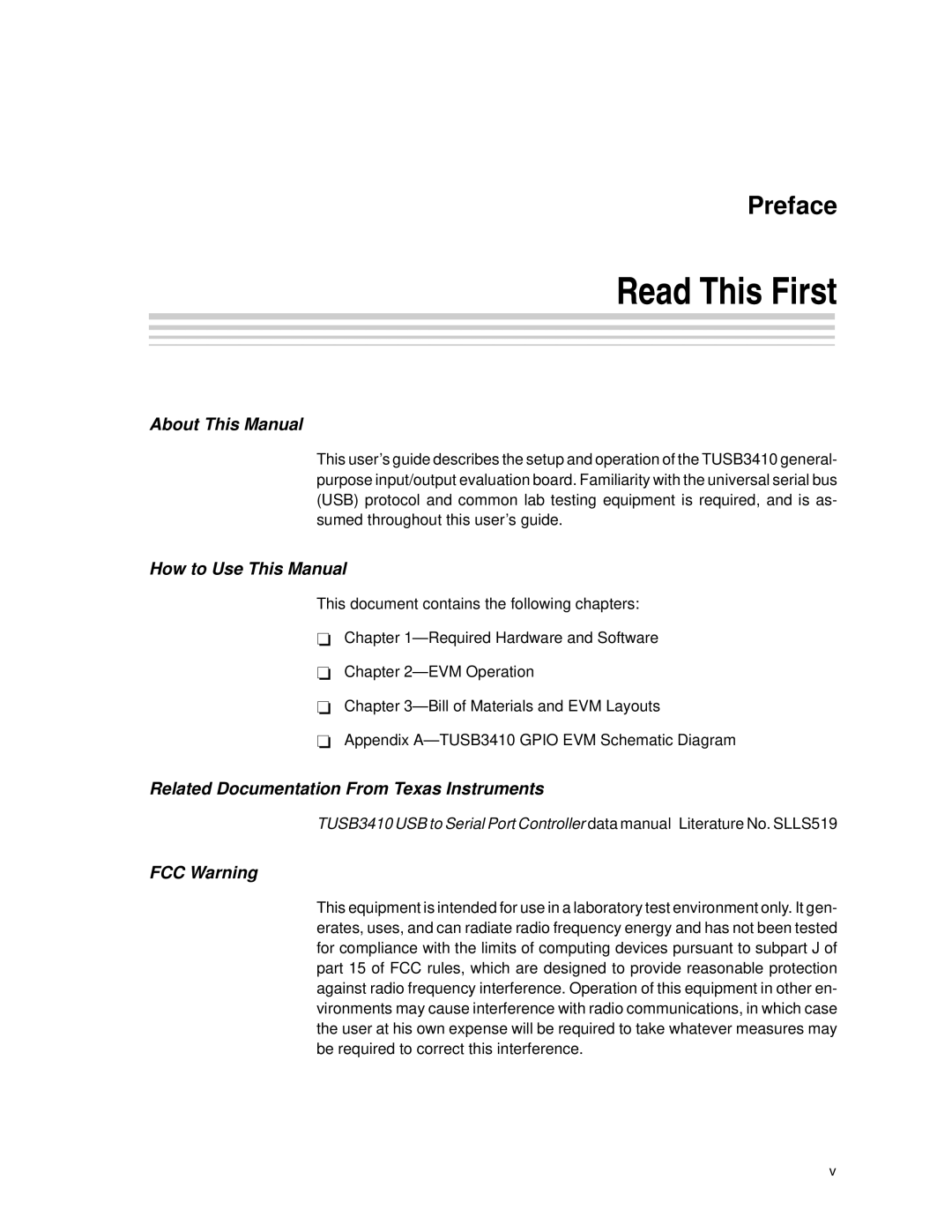 Texas Instruments TUSB3410 manual Read This First, About This Manual 