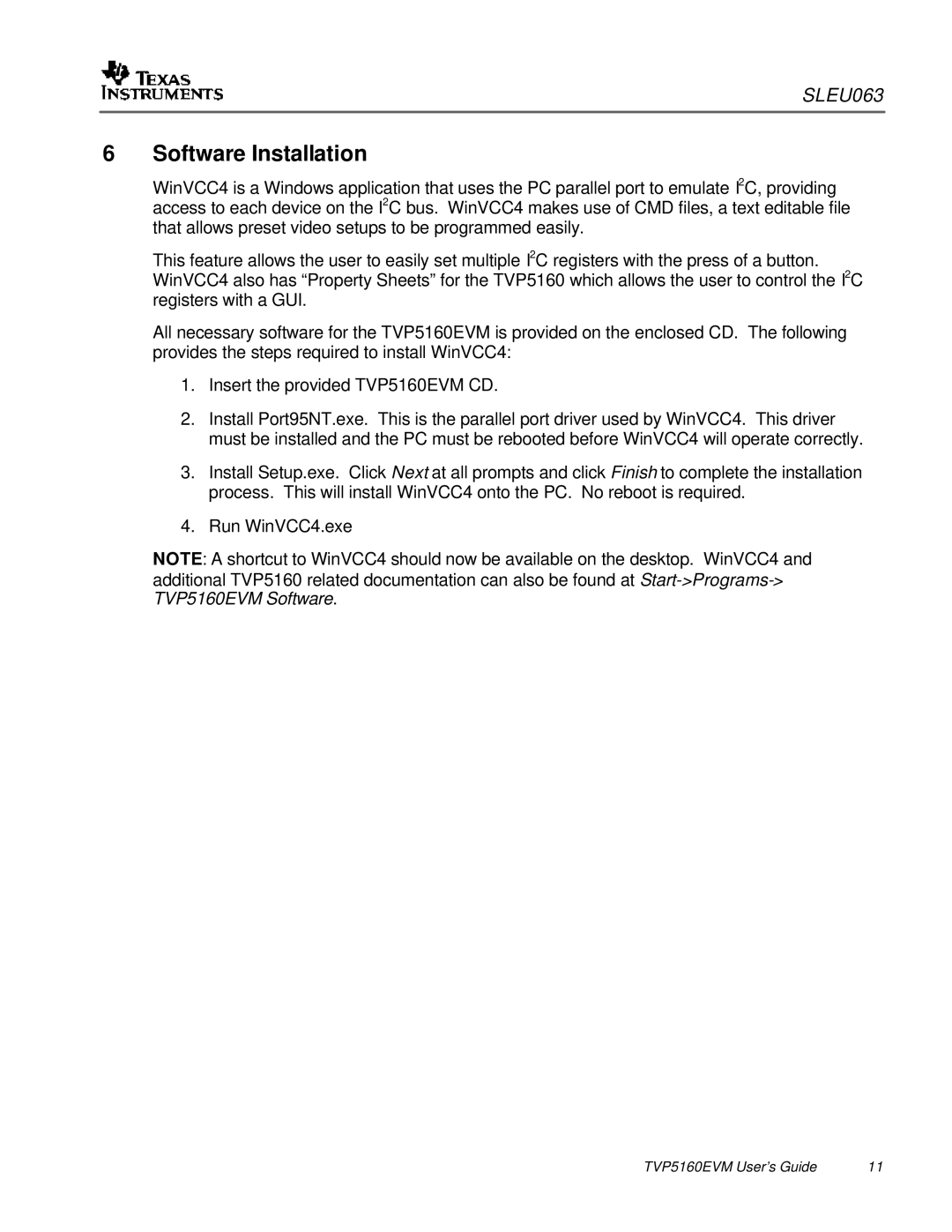 Texas Instruments TVP5146EVM quick start Software Installation 