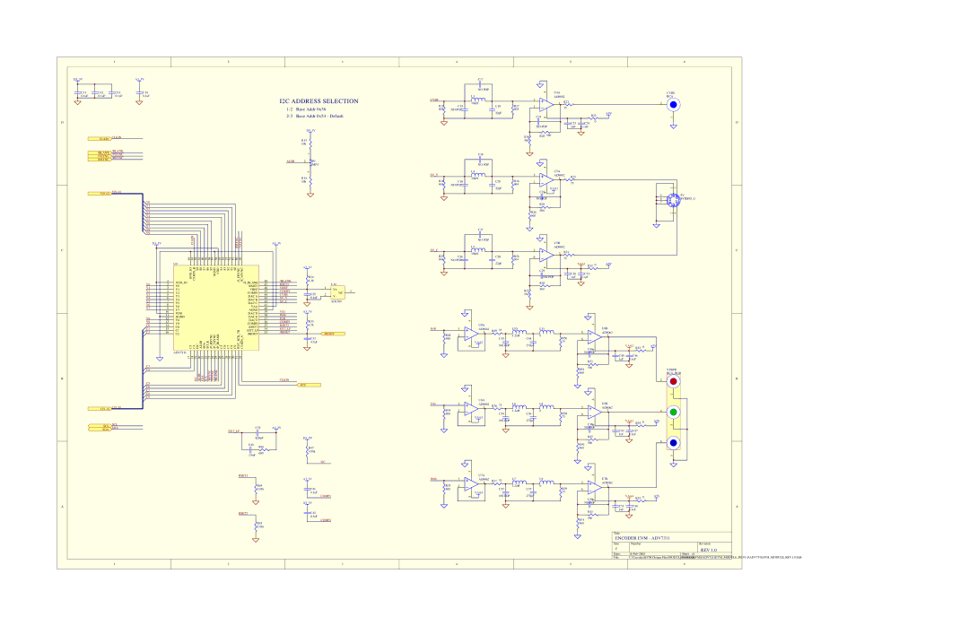 Texas Instruments TVP5146EVM quick start I2C Address Selection, Encoder EVM ADV7311 