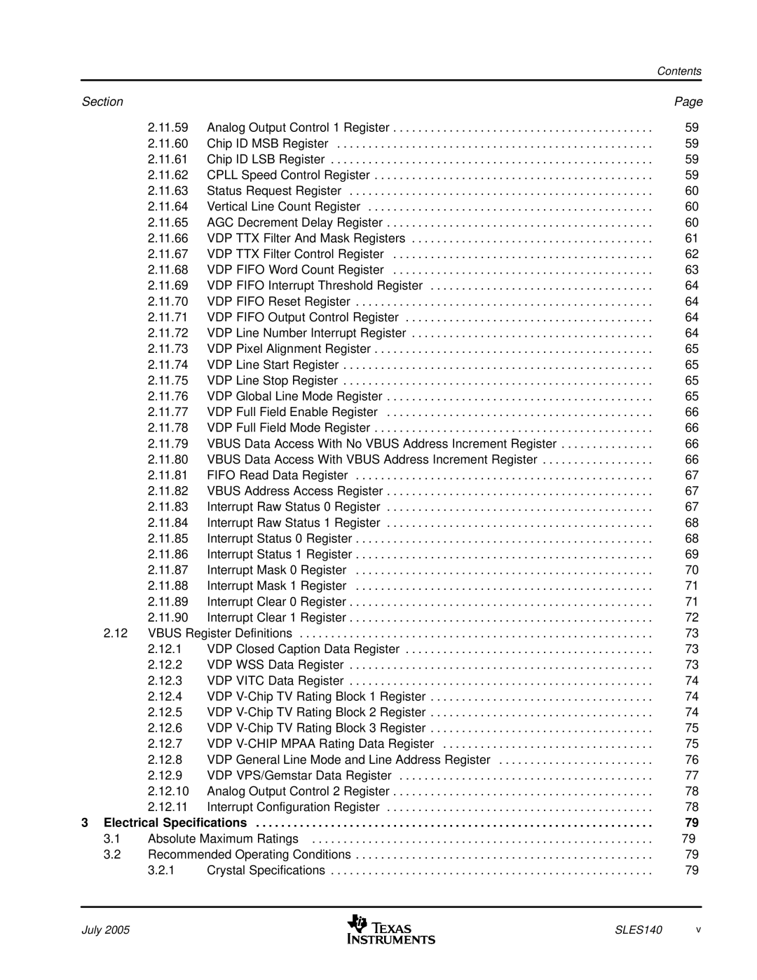 Texas Instruments TVP5147M1PFP manual 59 