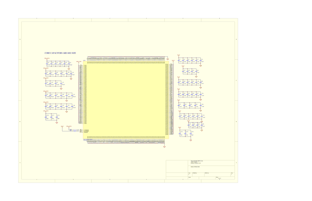 Texas Instruments TVP5154EVM manual Core Capacitors are 0402 Size 