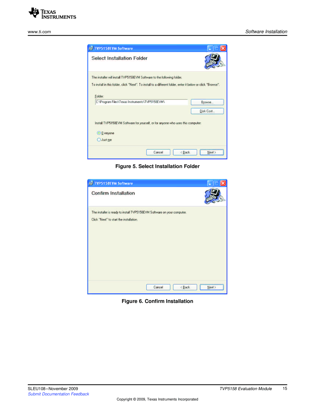 Texas Instruments TVP5158 manual Select Installation Folder 