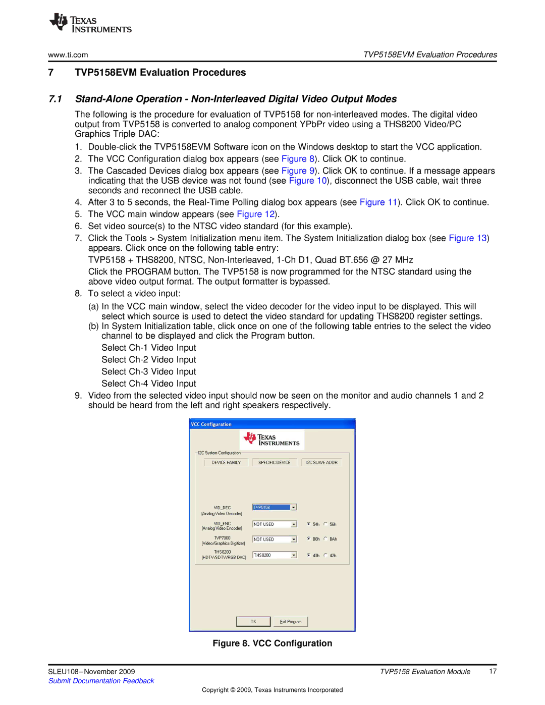 Texas Instruments manual TVP5158EVM Evaluation Procedures 