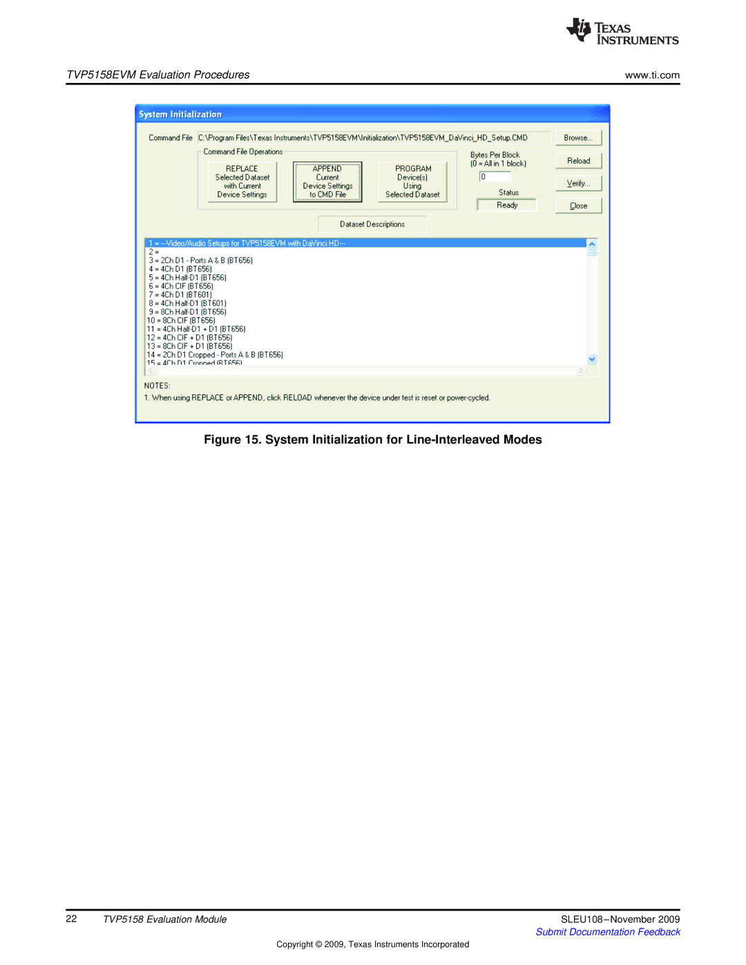 Texas Instruments TVP5158 manual System Initialization for Line-Interleaved Modes 