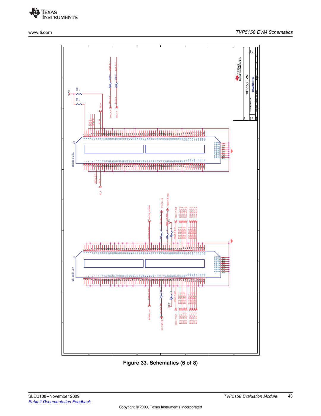 Texas Instruments TVP5158 manual Schematics 6, Davinci HD 