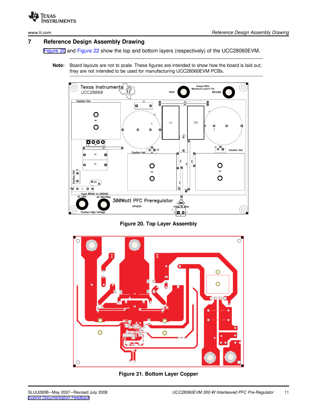 Texas Instruments UCC28060EVM specifications Reference Design Assembly Drawing, Top Layer Assembly 