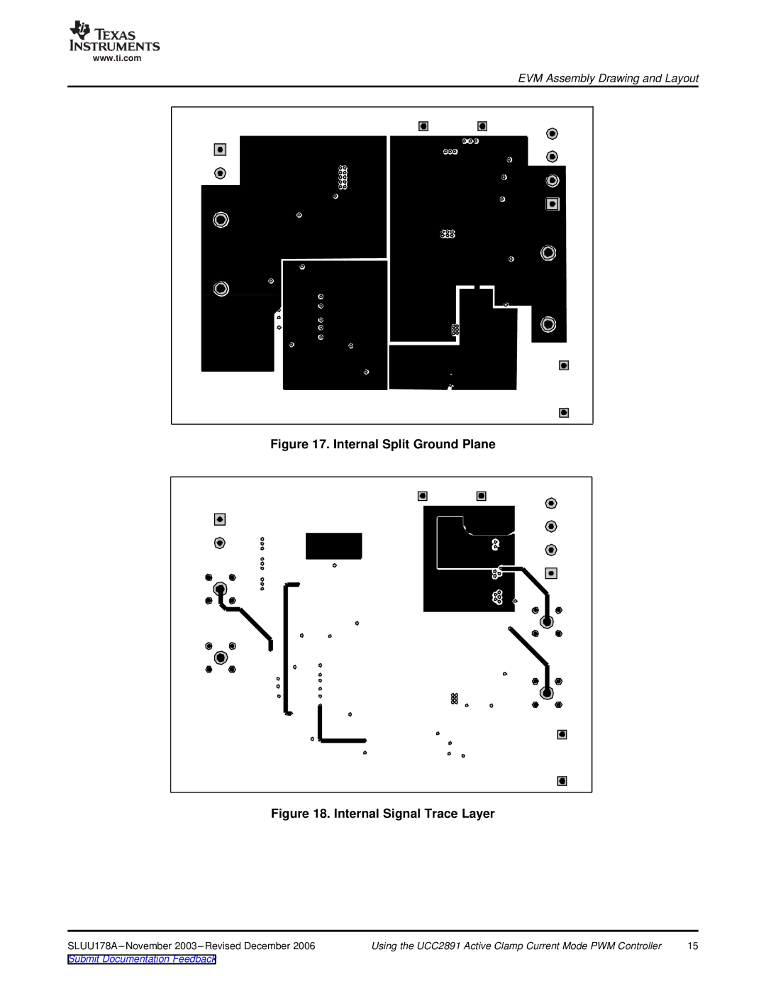 Texas Instruments UCC2891 manual Internal Split Ground Plane 