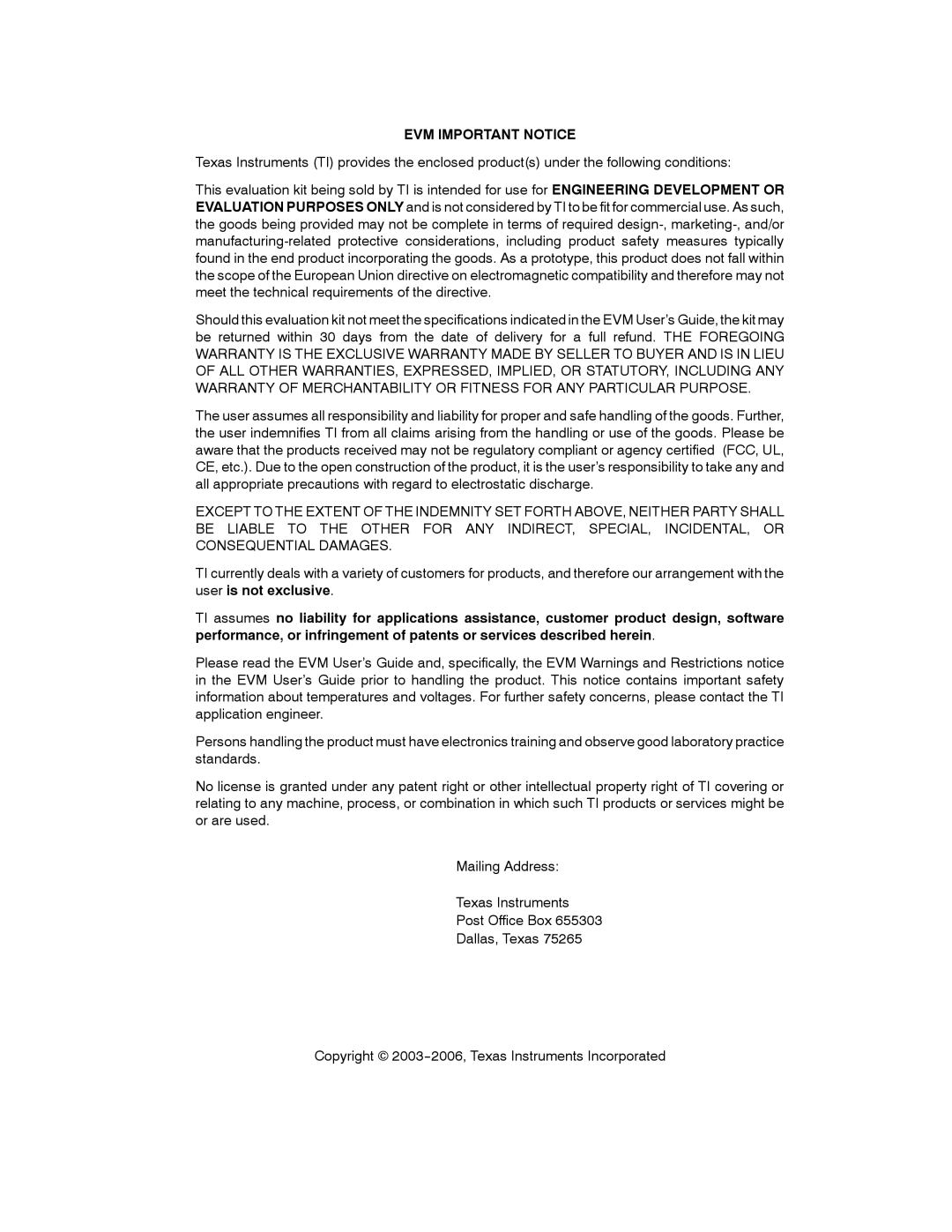 Texas Instruments UCC2891 manual EVM Important Notice 