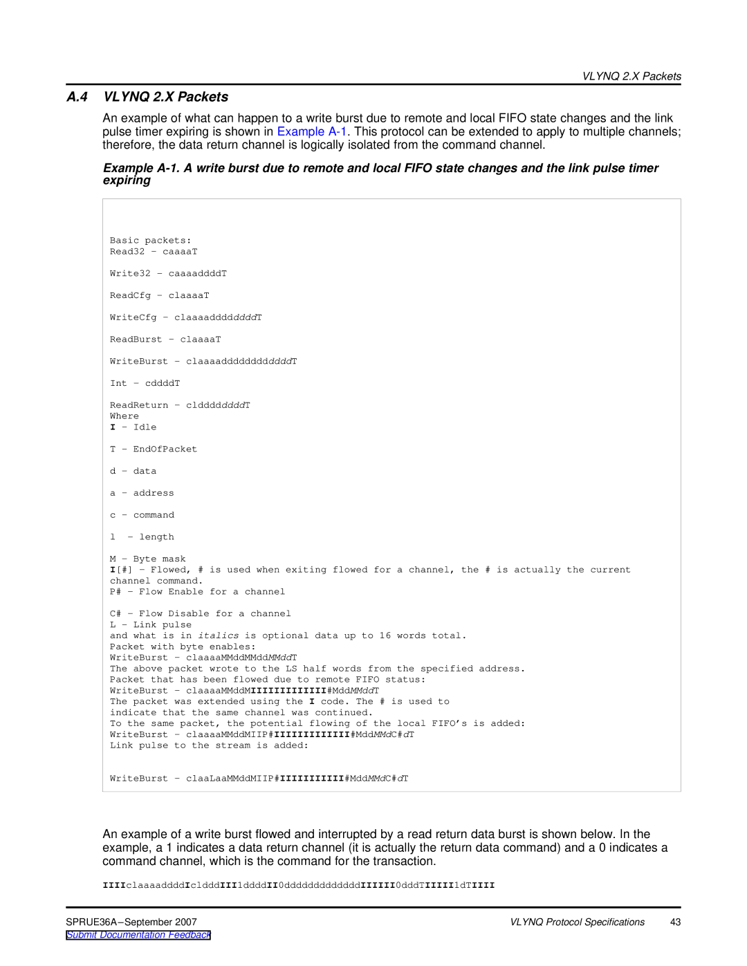 Texas Instruments VLYNQ Port manual Vlynq 2.X Packets 