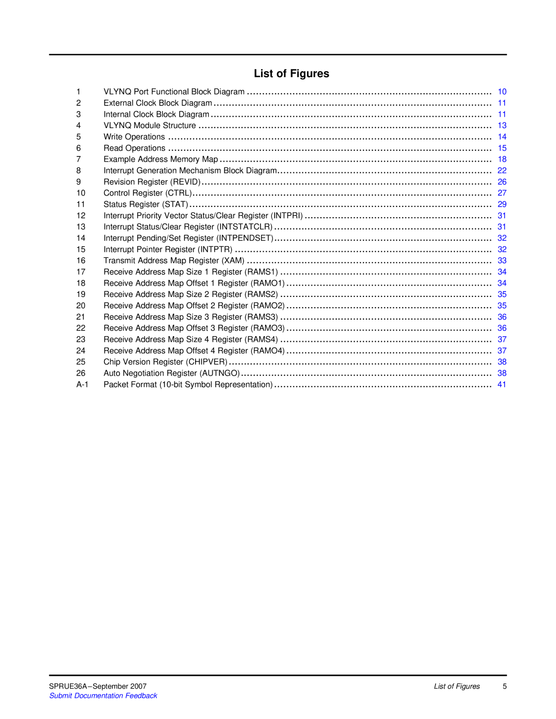 Texas Instruments VLYNQ Port manual List of Figures 