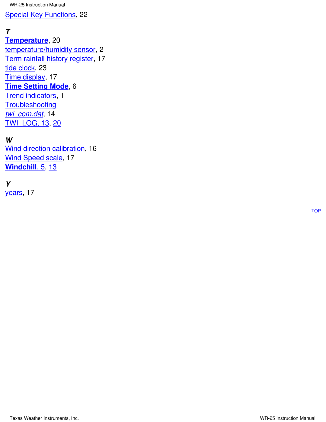 Texas Instruments WR-25 instruction manual Temperature, Time Setting Mode, Windchill, 5 