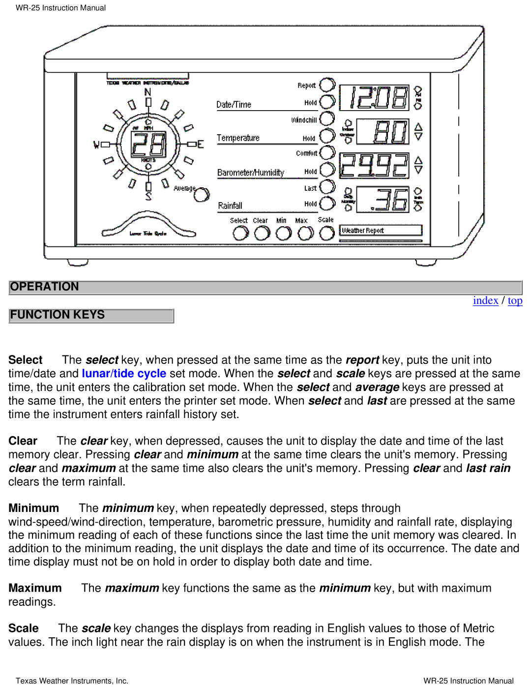 Texas Instruments WR-25 instruction manual Operation 