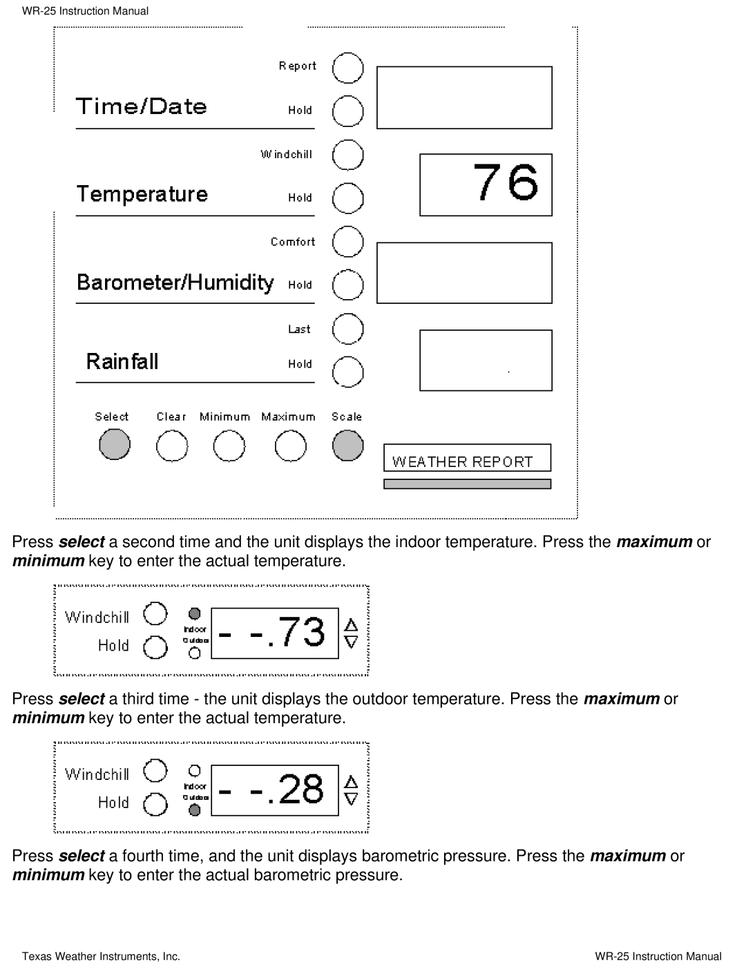 Texas Instruments WR-25 instruction manual Texas Weather Instruments, Inc 