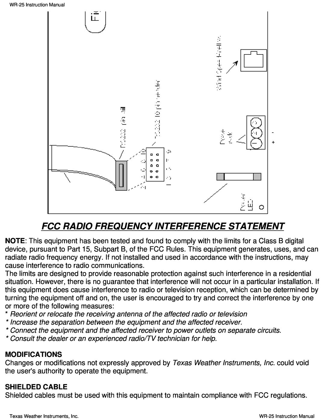 Texas Instruments WR-25 instruction manual Fcc Radio Frequency Interference Statement, Modifications, Shielded Cable 